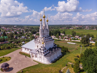 Fototapeta na wymiar Top view on Church of the Virgin Hodegetria in sunny day, Vyazma, Smolensk region, Russia