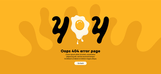 404 error with fried egg on yellow background.