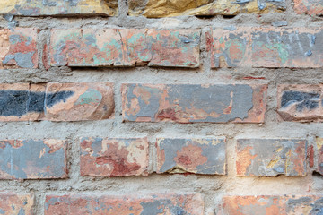 A rock. Brick wall. Background. Close-up.