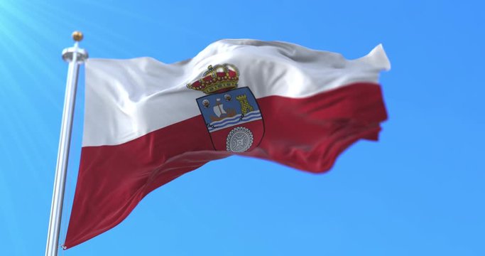 Flag of the spanish province of Cantabria in Cantabria, Spain - Loop
