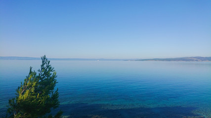 Blue transparent sea in Istria, Croatian coast
