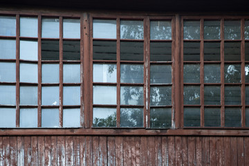 window in an old wooden house