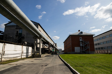 industrial plant territory in summer