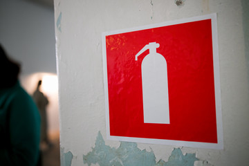Red fire extinguisher sign sticker