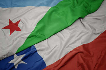 waving colorful flag of chile and national flag of djibouti.