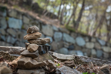 Fototapeta na wymiar stone stack in forest