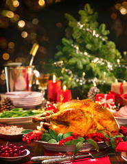 Fototapeta na wymiar Christmas turkey dinner