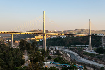 Constantine, Algeria-05/08/2015: Suspension bridge in Constantine