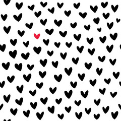 Hand drawn hearts seamless pattern. Vector illustration on white background - 288883899