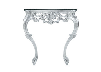 Rocco Baroque table on a white background. Beautiful patterns on expensive furniture. Handmade...