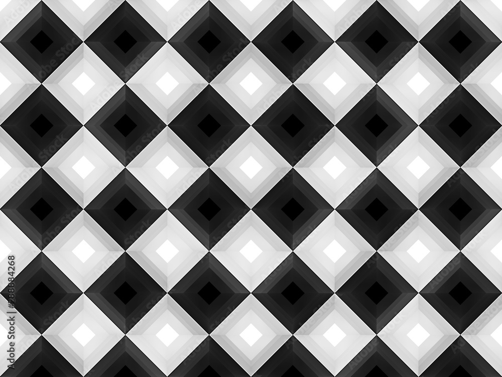 Poster 3d rendering. seamless modern alternate white and black grid square art pattern wall background.