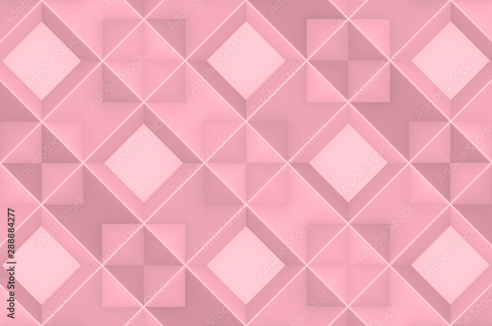 Poster 3d rendering. seamless sweet soft pink color tone grid square art pattern tile for any design wall b