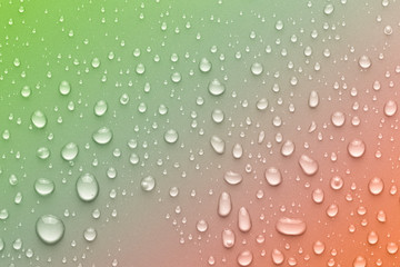 Drops of water on a color background