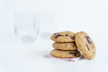 Freshly baked snack chocolate cookies