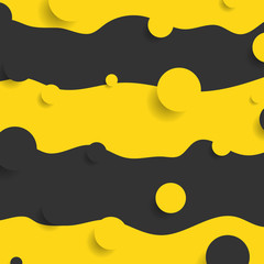 High contrast minimal background with liquid waves and circles. Abstract geometric graphic design. Vector illustration