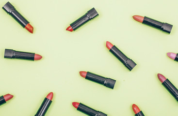 Lipstick. Background. Woman tools. Lips