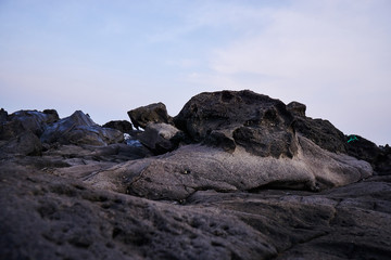 A rock created by a volcanic eruption in Jeju Island, Korea.