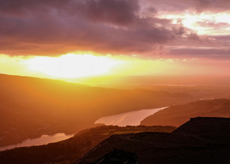Beautiful sunset Snowdonia National Park, Wales, UK