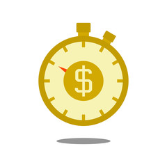 Time is money icon. Flat. Isolated on white background. 