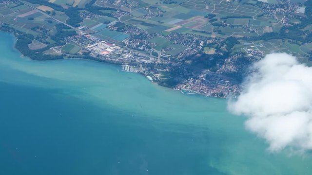City of Morges and Tolochenaz viewed by airplane