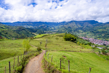 Jardín, Antioquia. Dirt road in the field