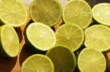 half cut limes background close up photo