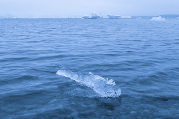 Iceberg lagoon jokulsarlon on the south of Iceland. Toned