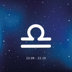 blue zodiac sign libra horoscope in starry sky vector illustration EPS10