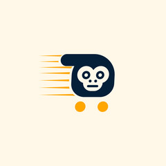 Cart Monkey Delivery Simple Icon Logo Design Template Element Vector