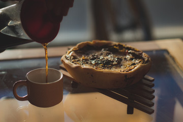 healthy vegetable pie in wooden environment