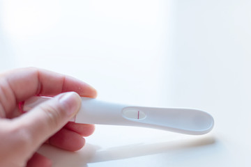 negative pregnancy test on white background