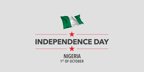 Nigeria independence day greeting card, banner, vector illustration