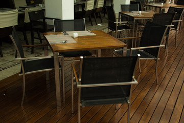 empty table and chair in restaurant