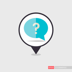 Speech bubble with question mark pin map icon
