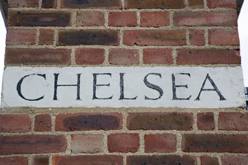 Fototapeta premium Chelsea Name written on Building Facade; London