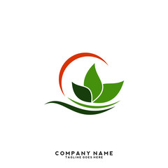 Creative green leaf logo template