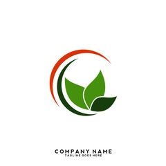 Creative green leaf logo template