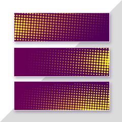 Modern purple halftone banner design set