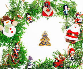 christmas decoration isolated , white background for post card gift vintage