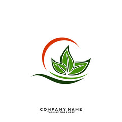 Creative green leaf logo template