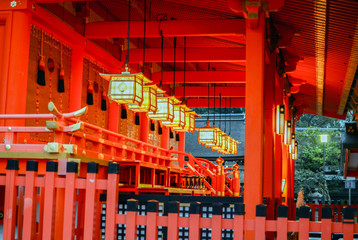 Tradition Japanese Lantern And Temple.