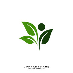 Creative green leaf logo template