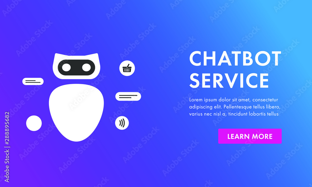 Poster chatbot, artificial intelligence network concept flat vector illustration. trendy chat bot iot appli