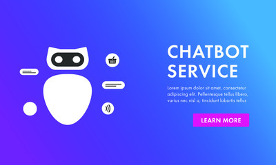 Chatbot, artificial intelligence network concept flat vector illustration. Trendy Chat bot IOT Application. AI Chatbot Robot to help customers when placing an order in the online store.