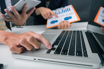 Business team present, professional investor working