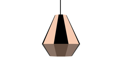 facet shaped copper colored pendant lamp 3d illustration isolated on white