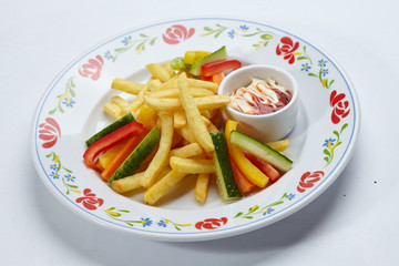 french fries with sauce