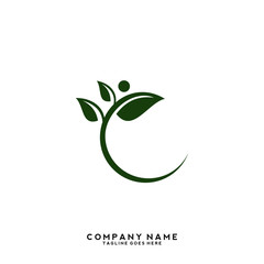 Creative green leaf logo template