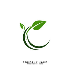 Creative green leaf logo template