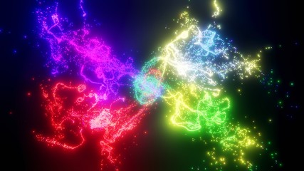 Abstract collorfull particles on dark background